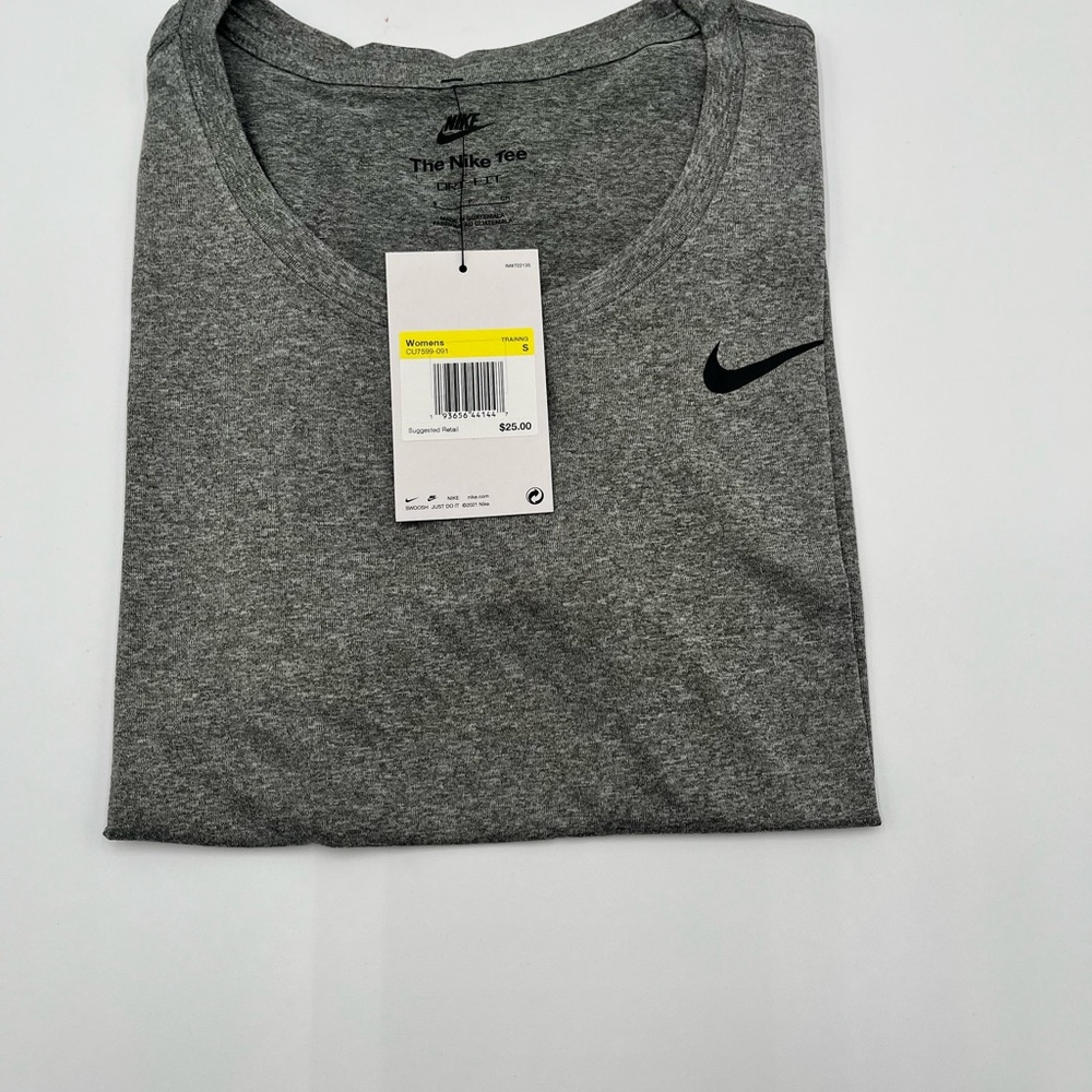 Nike Gray Heather Short Sleeve Crew T-Shirt with Black Swoosh